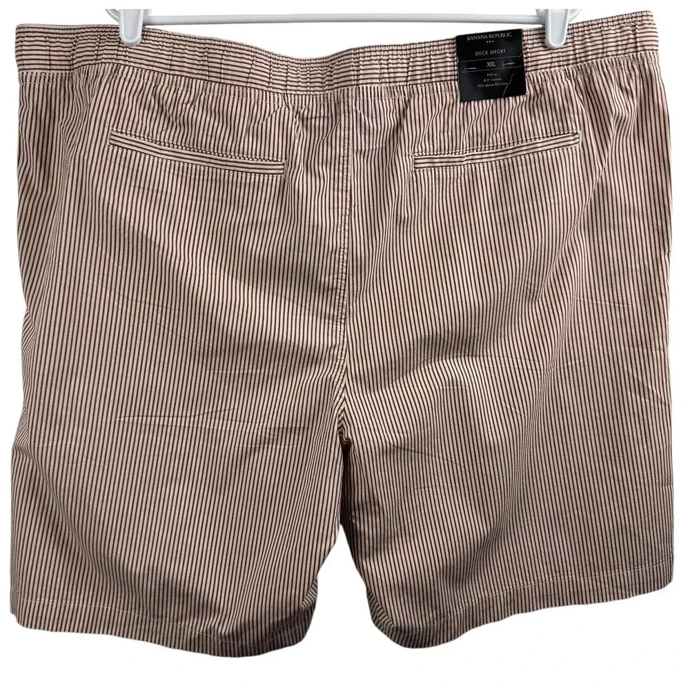 Banana Republic Men's‎ Deck Shorts XXL Red Stripe Cotton Blend Drawstring Casual